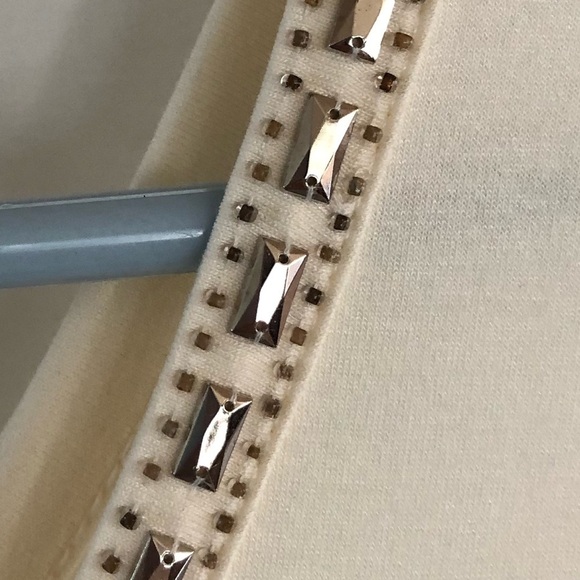 BEADED Tank Top Cream Coloured. Neutral coastal Beach vacation. Size Large - Picture 11 of 14